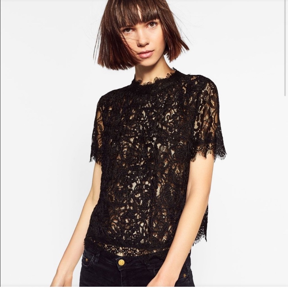 Zara Black Lace Top